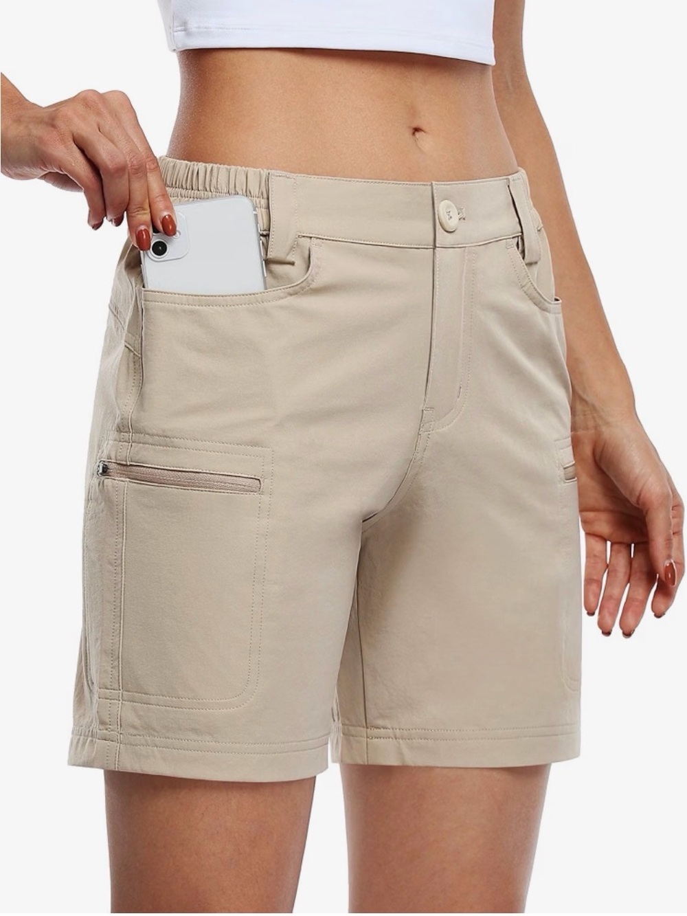 7” Khaki Cargo Shorts
